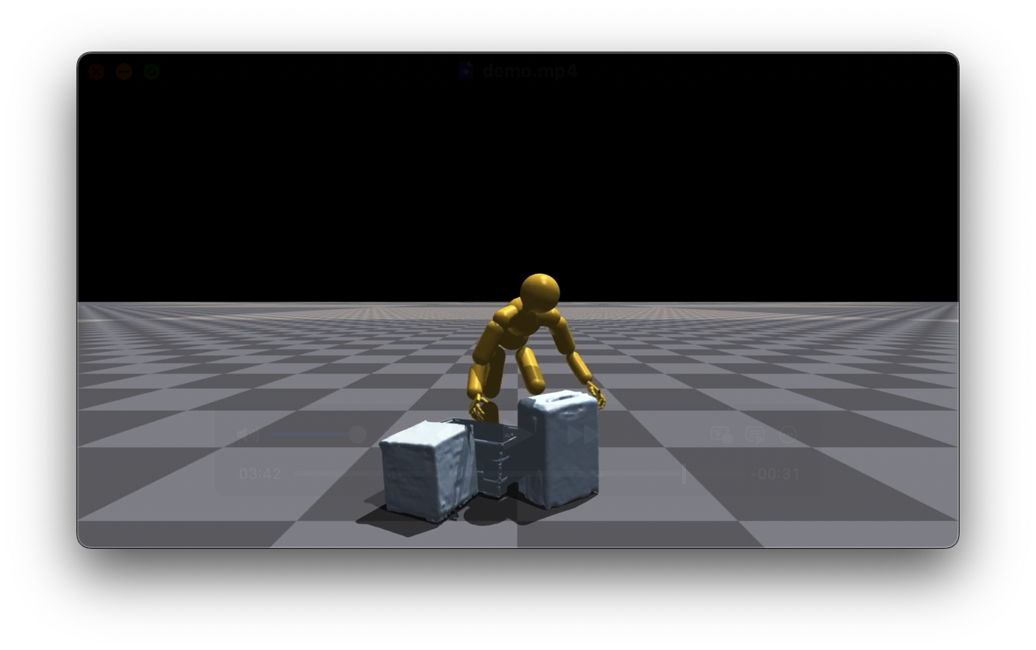 Simulated human picking up a heavy box